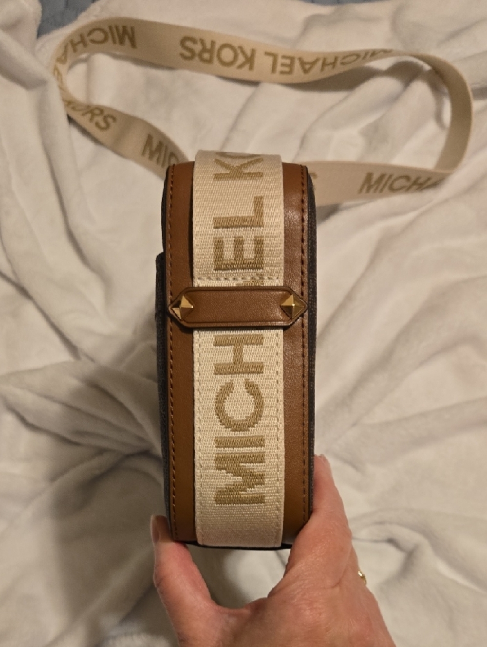 Michael Kors Brown Monogram Crossbody with Logo Strap - Picture 4 of 12